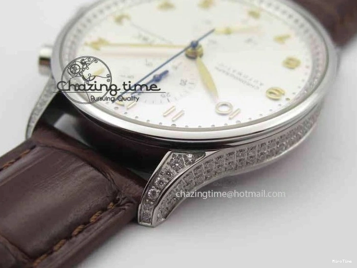 MIROTIME 1219 Portuguese IW3714 Diam ZF V2 1:1 Best Edition White Dial RG Numbers On Brown Leather Strap A79350 (Slim Movement) Fashionable 7246